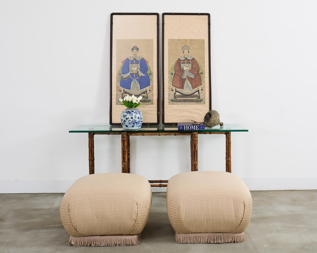 Pair of Chinese Patriarch Matriarch Ancestral Portraits