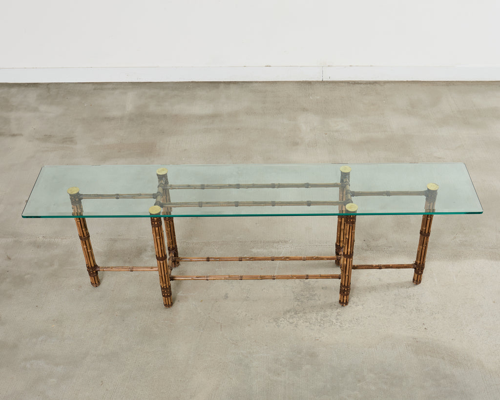 McGuire Organic Modern Bamboo Glass Console Table 8 Ft.