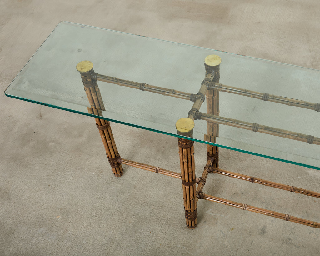 McGuire Organic Modern Bamboo Glass Console Table 8 Ft.