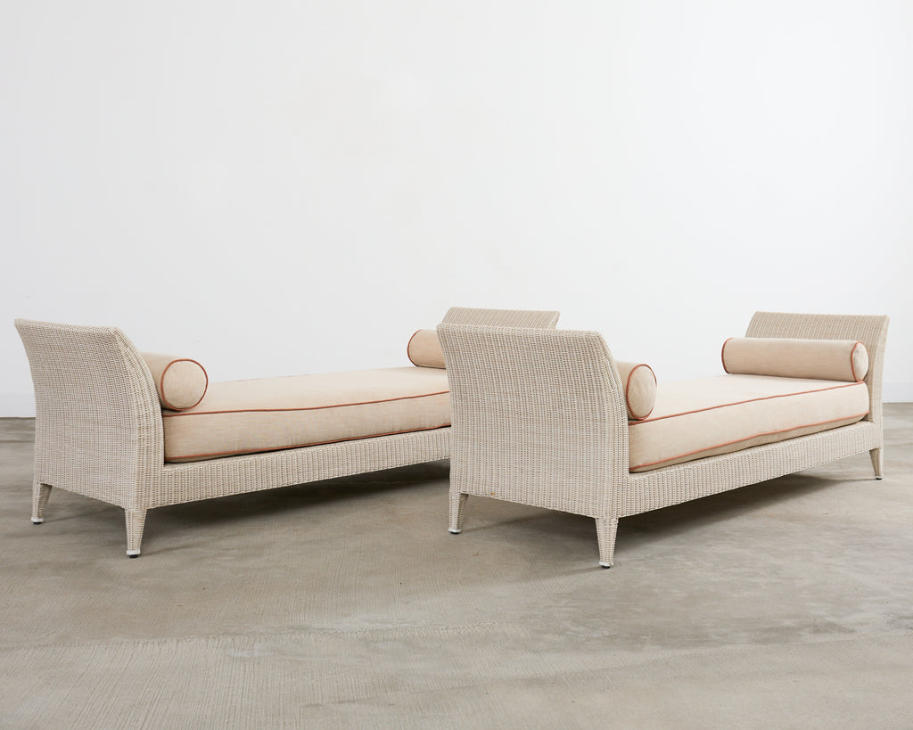 Pair of McGuire Garden Chaise Longue Bench Daybeds