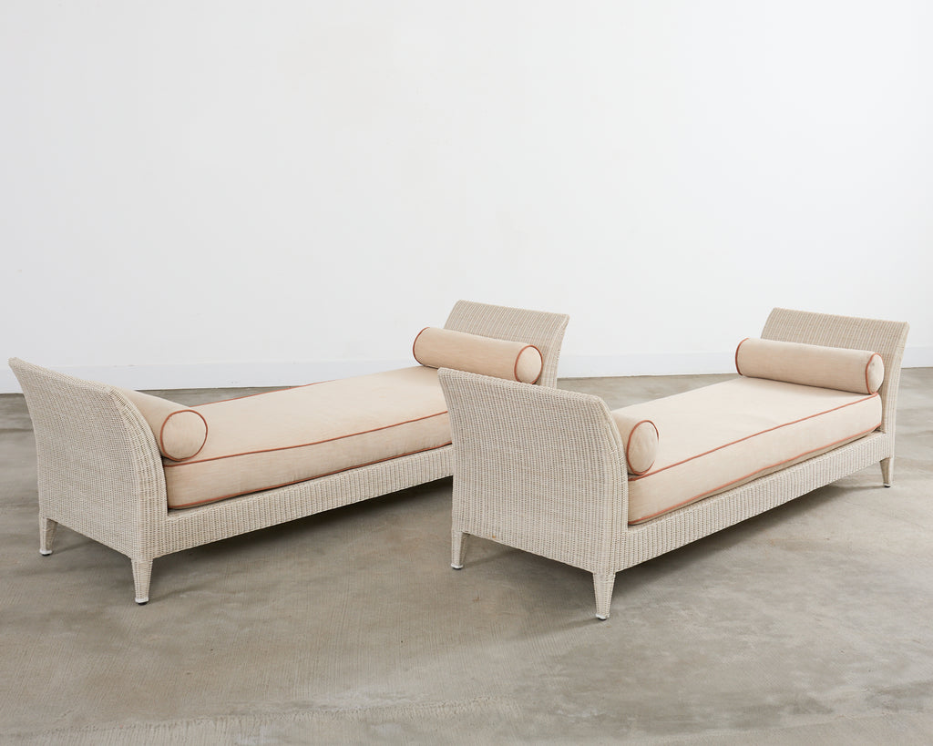 Pair of McGuire Garden Chaise Longue Bench Daybeds