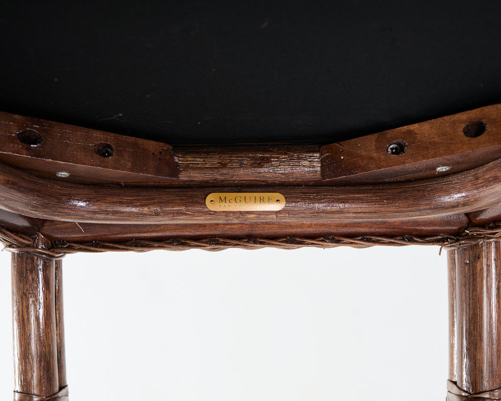 Set of Eight Thomas Pheasant for McGuire Rattan Dining Chairs