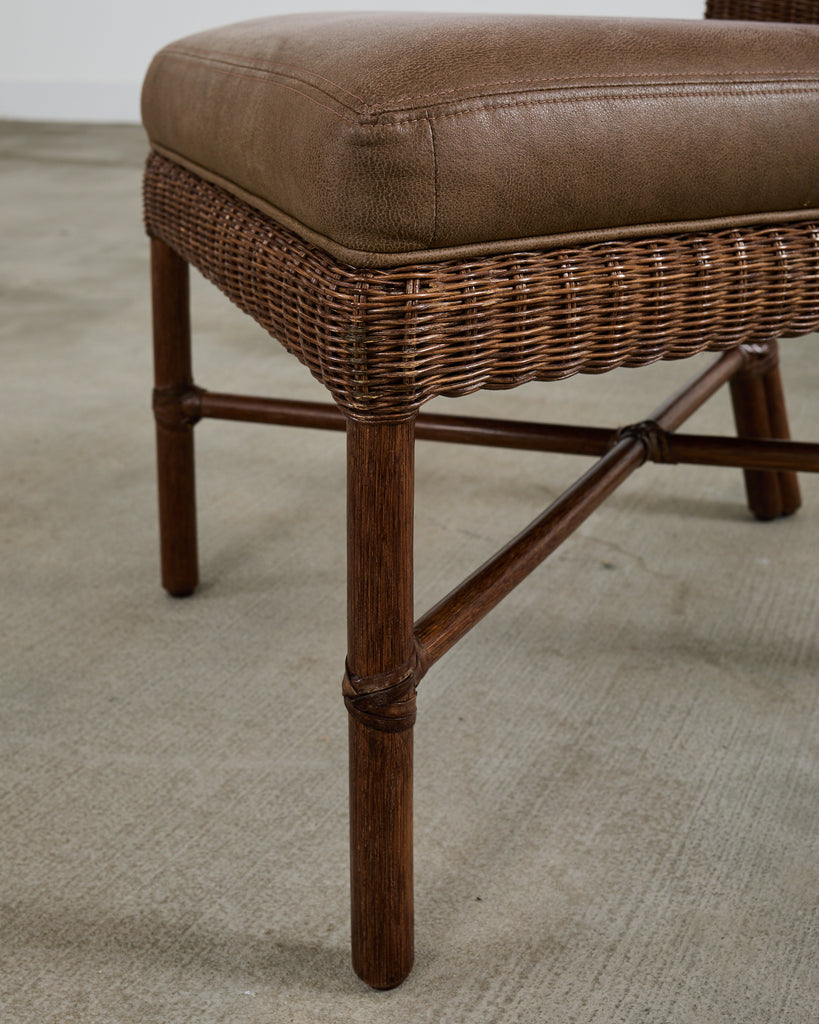 Set of Eight Thomas Pheasant for McGuire Rattan Dining Chairs