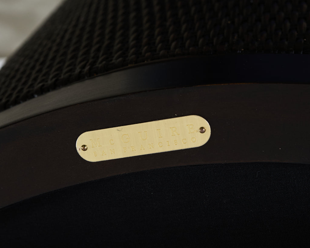 Set of Six McGuire Woven Rattan Cane Dining Armchairs