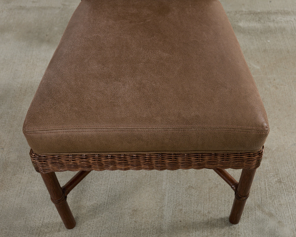 Set of Eight Thomas Pheasant for McGuire Rattan Dining Chairs