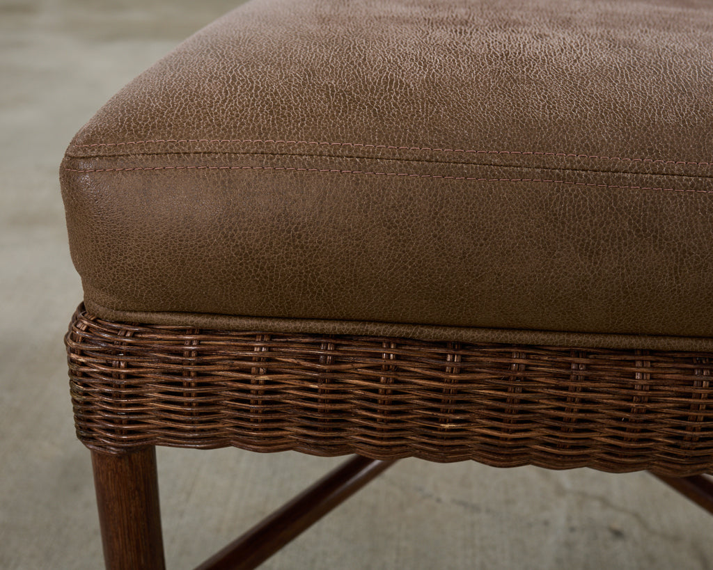 Set of Eight Thomas Pheasant for McGuire Rattan Dining Chairs