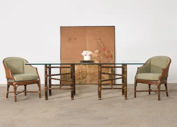 McGuire Organic Modern Double Pedestal Bamboo Dining Table