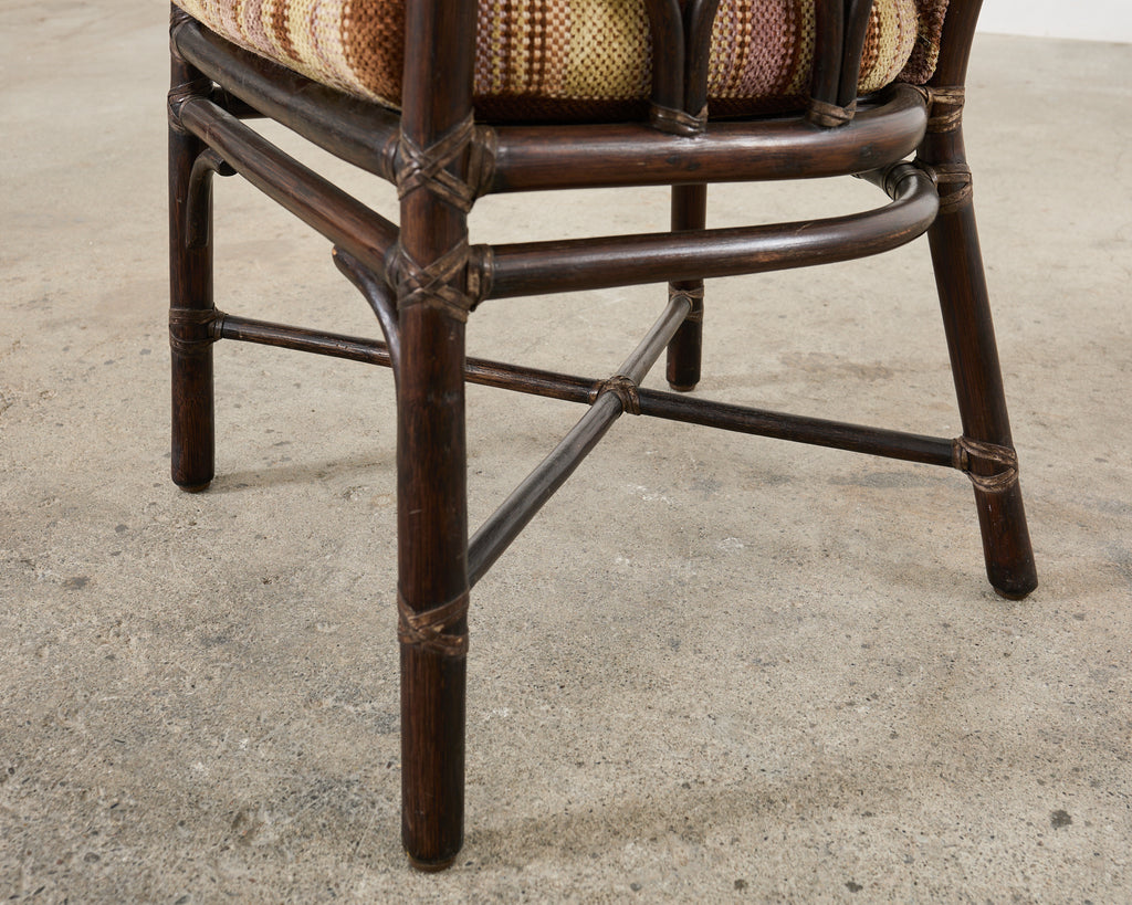 Set of Six McGuire Organic Modern Rattan Cathedral Dining Chairs