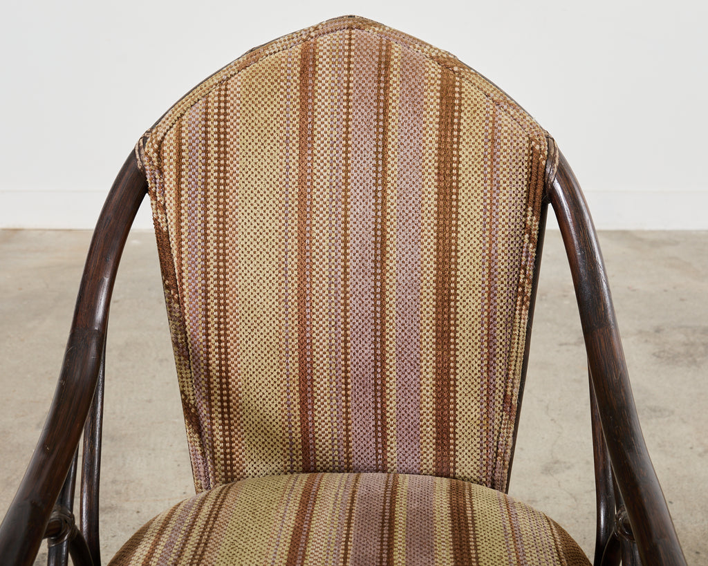 Set of Six McGuire Organic Modern Rattan Cathedral Dining Chairs