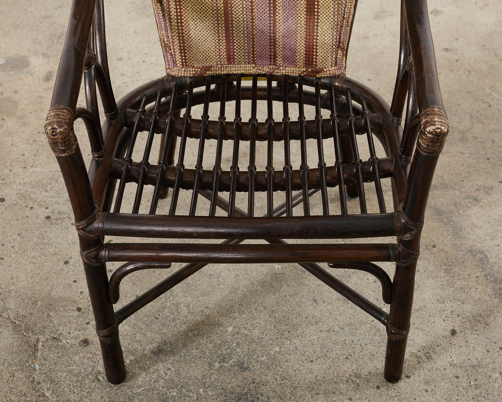 Set of Six McGuire Organic Modern Rattan Cathedral Dining Chairs