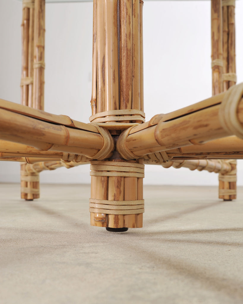 McGuire Organic Modern Octagonal Blonde Bamboo Dining Table