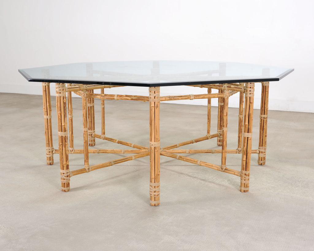 McGuire Organic Modern Octagonal Blonde Bamboo Dining Table