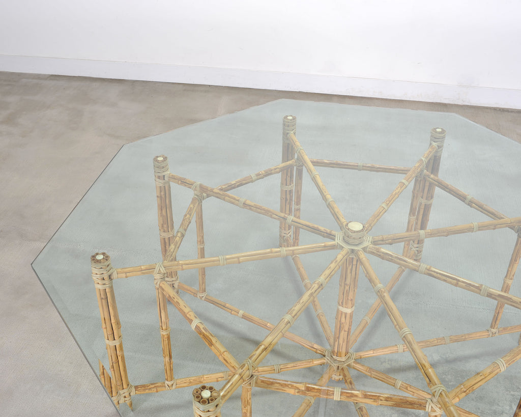 McGuire Organic Modern Octagonal Blonde Bamboo Dining Table