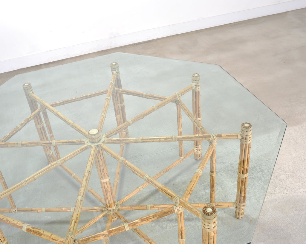 McGuire Organic Modern Octagonal Blonde Bamboo Dining Table