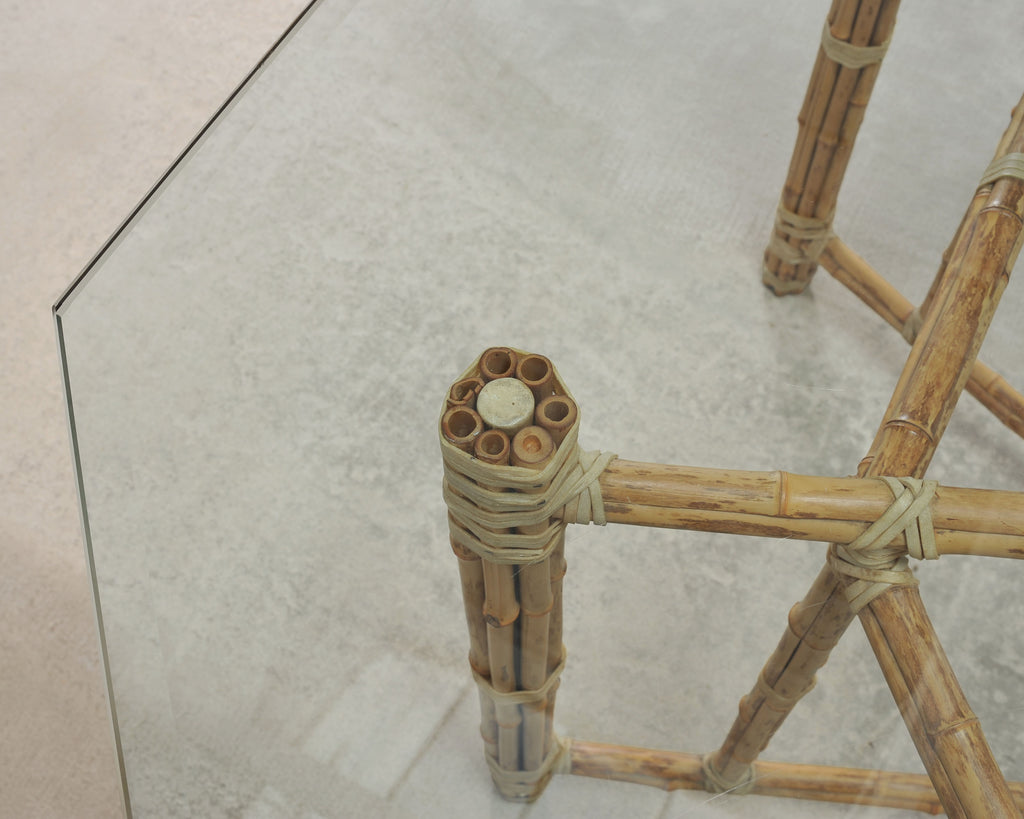 McGuire Organic Modern Octagonal Blonde Bamboo Dining Table