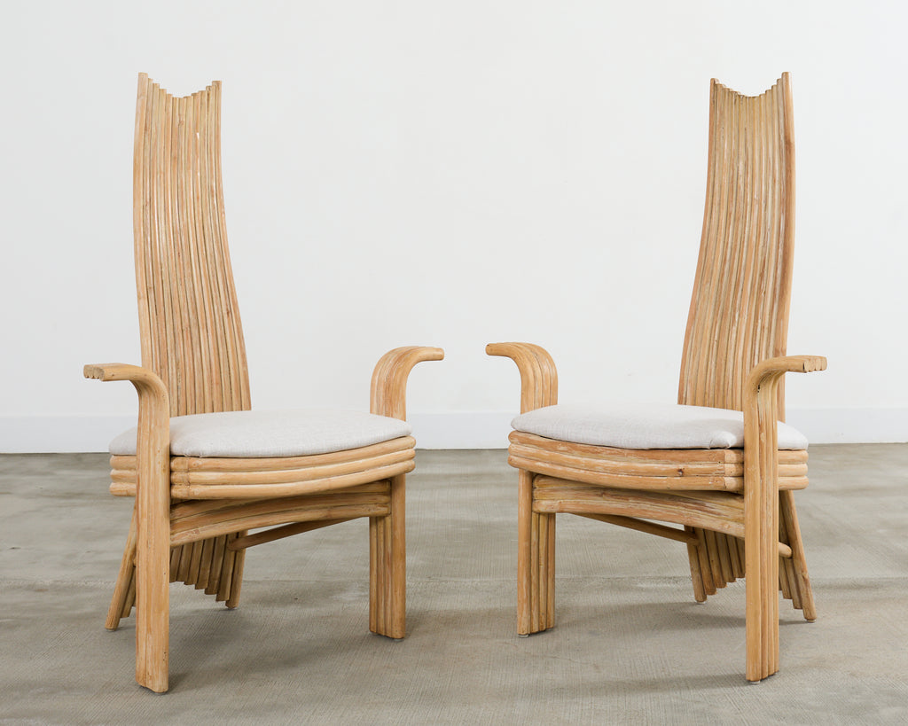 McGuire Mackintosh Style Organic Modern Rattan Dining Armchairs