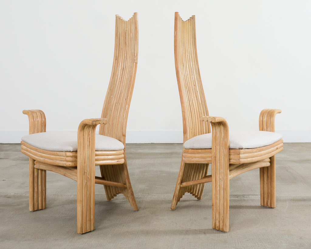 McGuire Mackintosh Style Organic Modern Rattan Dining Armchairs