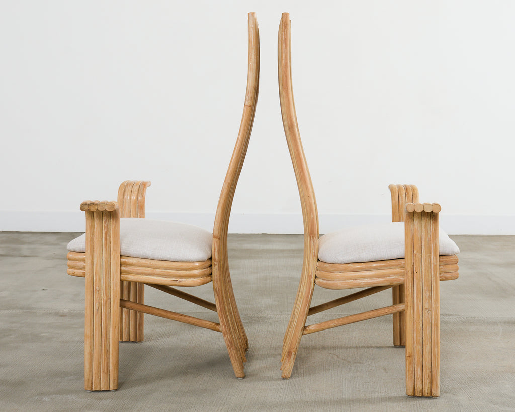 McGuire Mackintosh Style Organic Modern Rattan Dining Armchairs