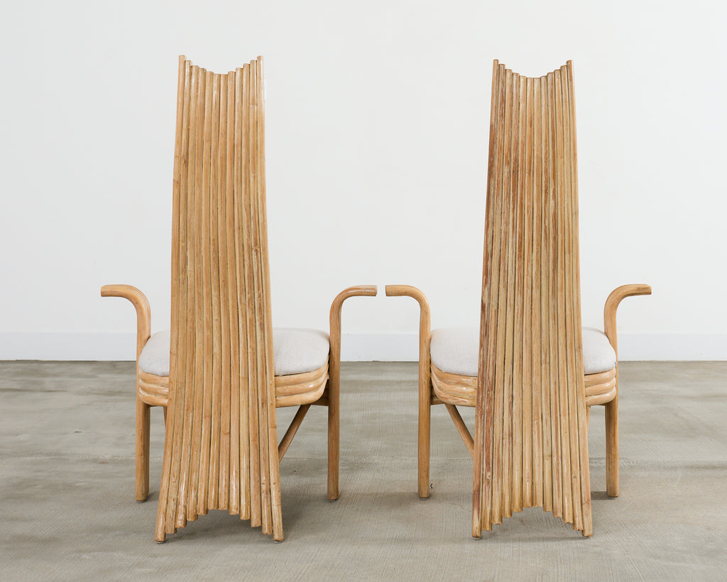 McGuire Mackintosh Style Organic Modern Rattan Dining Armchairs