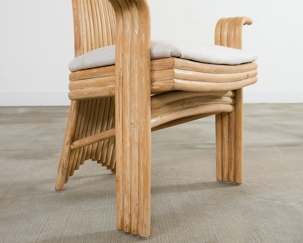 McGuire Mackintosh Style Organic Modern Rattan Dining Armchairs