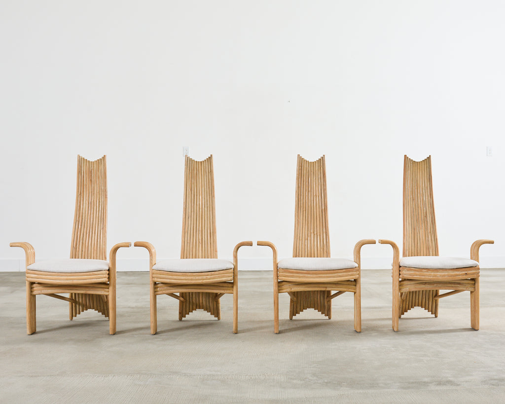 McGuire Mackintosh Style Organic Modern Rattan Dining Armchairs