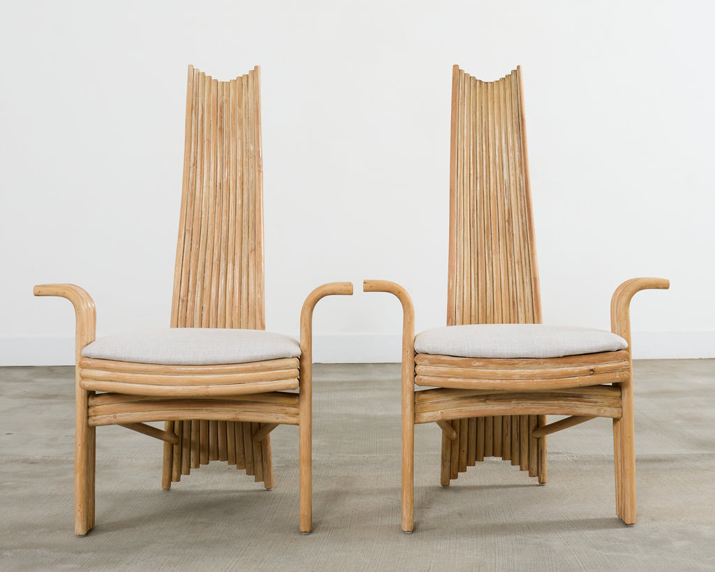 McGuire Mackintosh Style Organic Modern Rattan Dining Armchairs