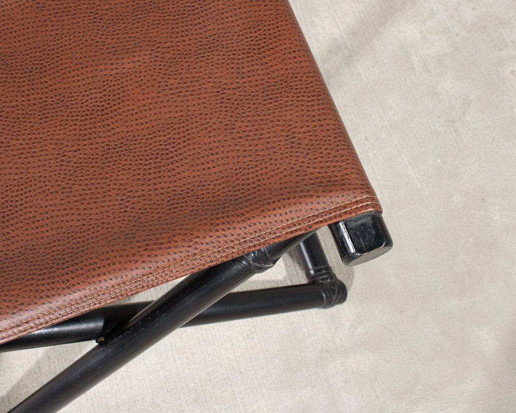 McGuire Campaign Style Lacquered Oak X Form Stool