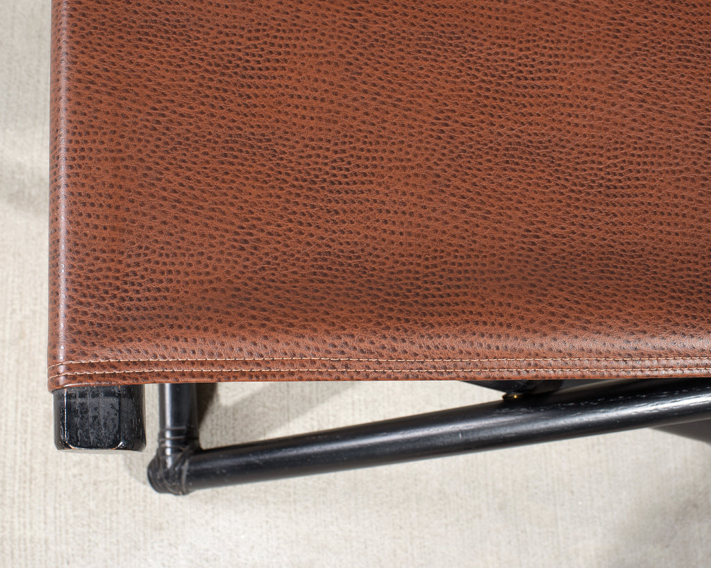 McGuire Campaign Style Lacquered Oak X Form Stool