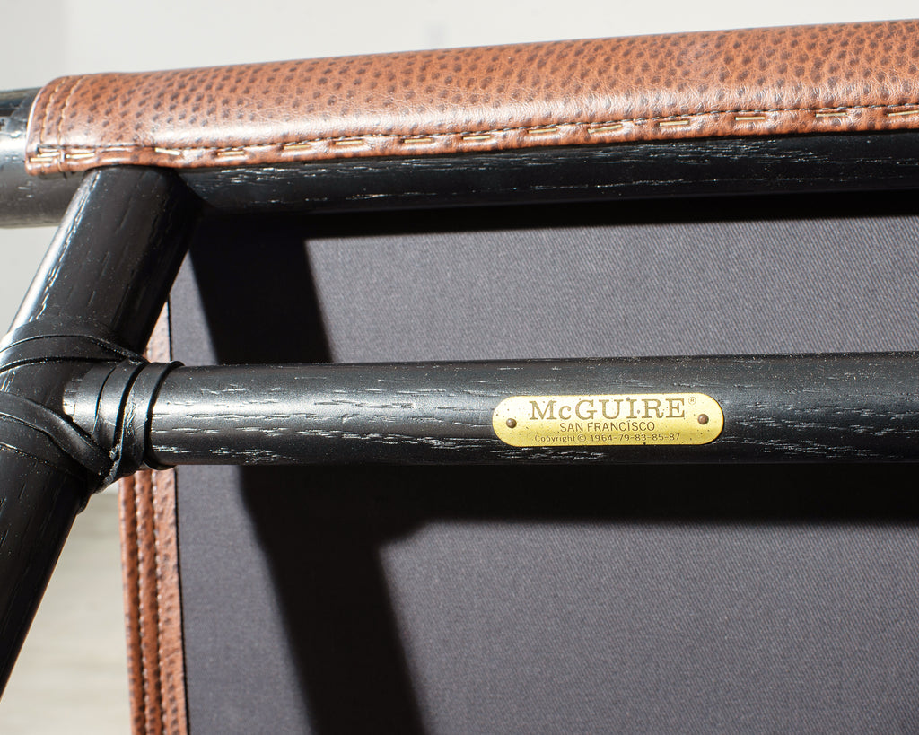 McGuire Campaign Style Lacquered Oak X Form Stool