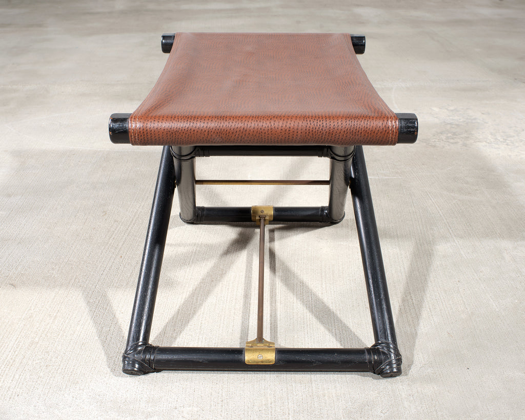 McGuire Campaign Style Lacquered Oak X Form Stool