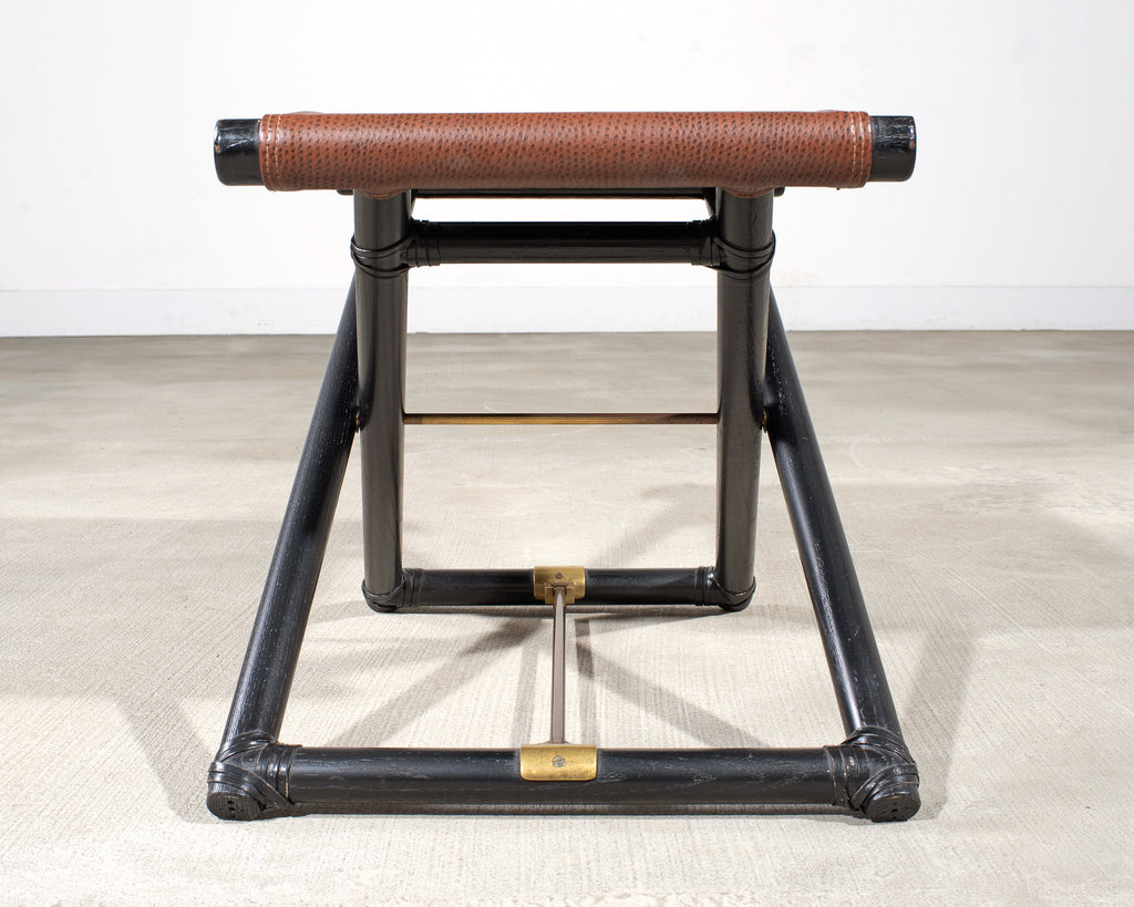 McGuire Campaign Style Lacquered Oak X Form Stool