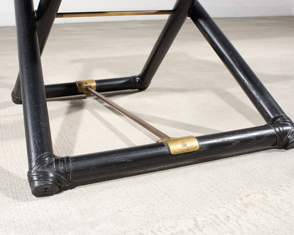 McGuire Campaign Style Lacquered Oak X Form Stool