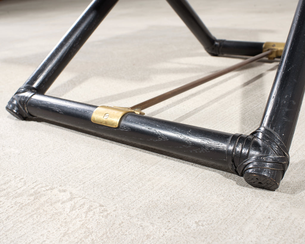 McGuire Campaign Style Lacquered Oak X Form Stool