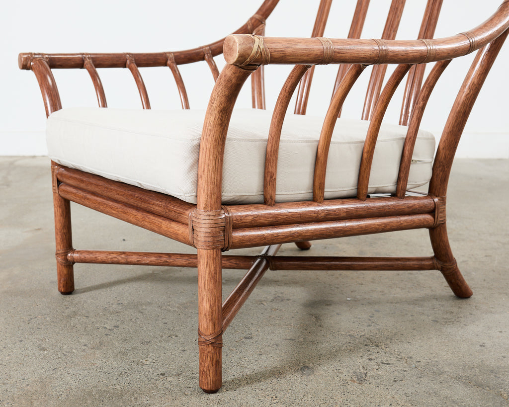 Pair of McGuire Organic Modern Oversized Rattan Lounge Chairs