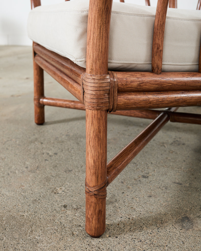 Pair of McGuire Organic Modern Oversized Rattan Lounge Chairs