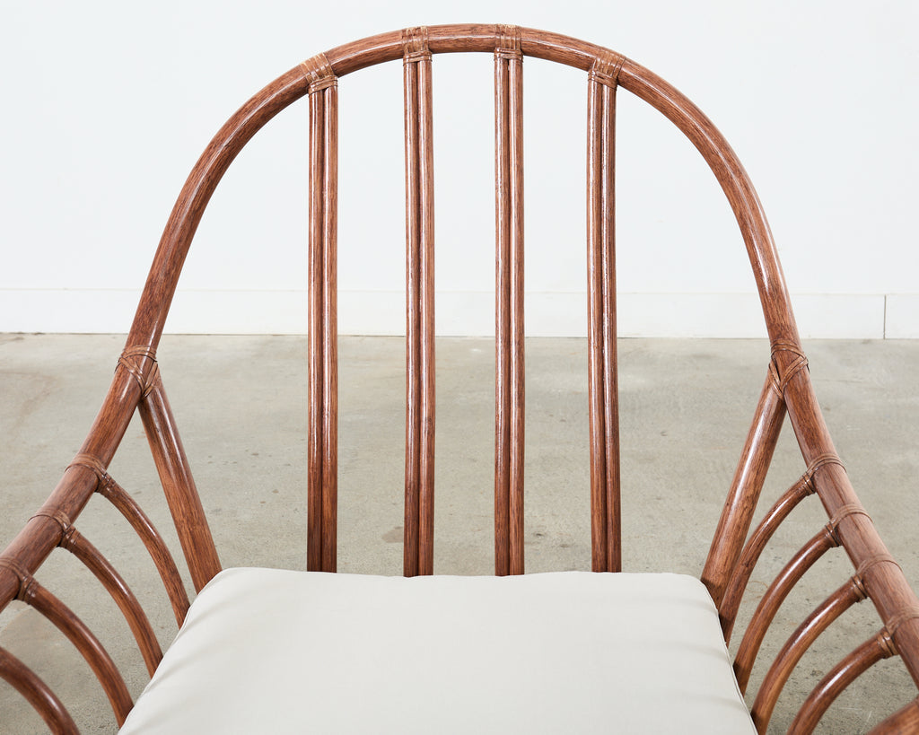 Pair of McGuire Organic Modern Oversized Rattan Lounge Chairs