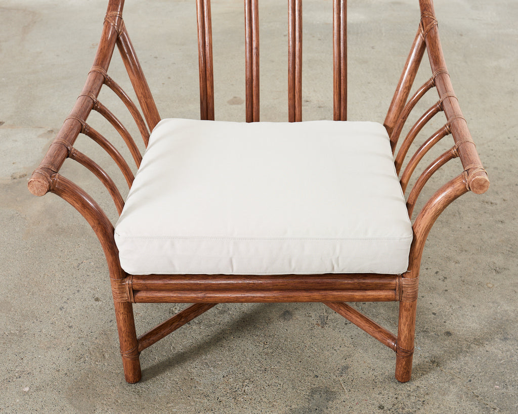 Pair of McGuire Organic Modern Oversized Rattan Lounge Chairs