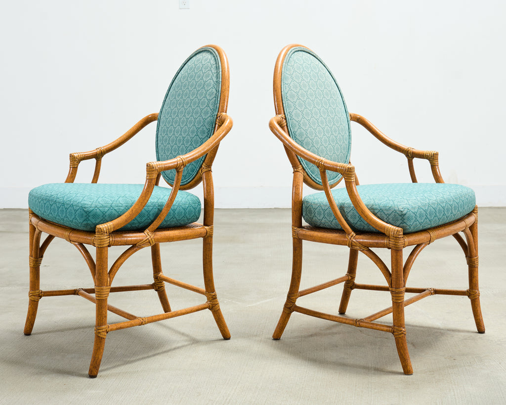 Set of Ten McGuire Organic Modern Rattan Cane Dining Chairs