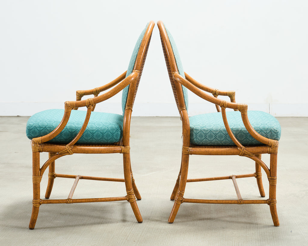 Set of Ten McGuire Organic Modern Rattan Cane Dining Chairs