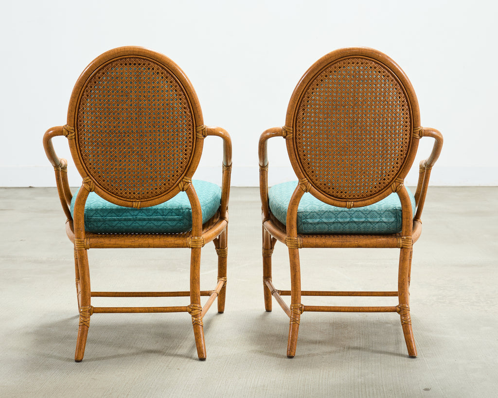 Set of Ten McGuire Organic Modern Rattan Cane Dining Chairs