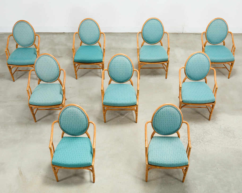 Set of Ten McGuire Organic Modern Rattan Cane Dining Chairs