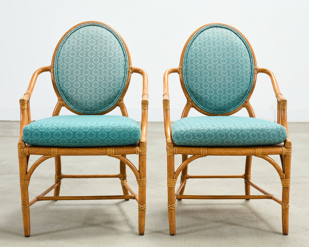 Set of Ten McGuire Organic Modern Rattan Cane Dining Chairs