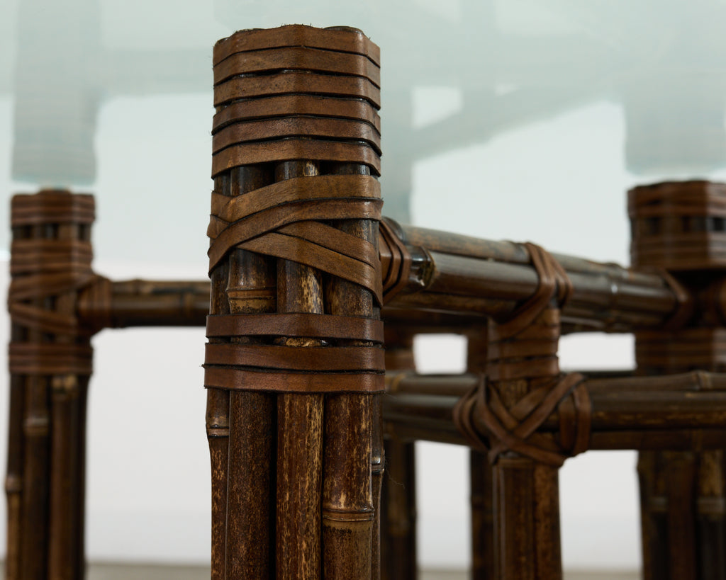 McGuire Organic Modern Bamboo Iron Frame Round Dining Table