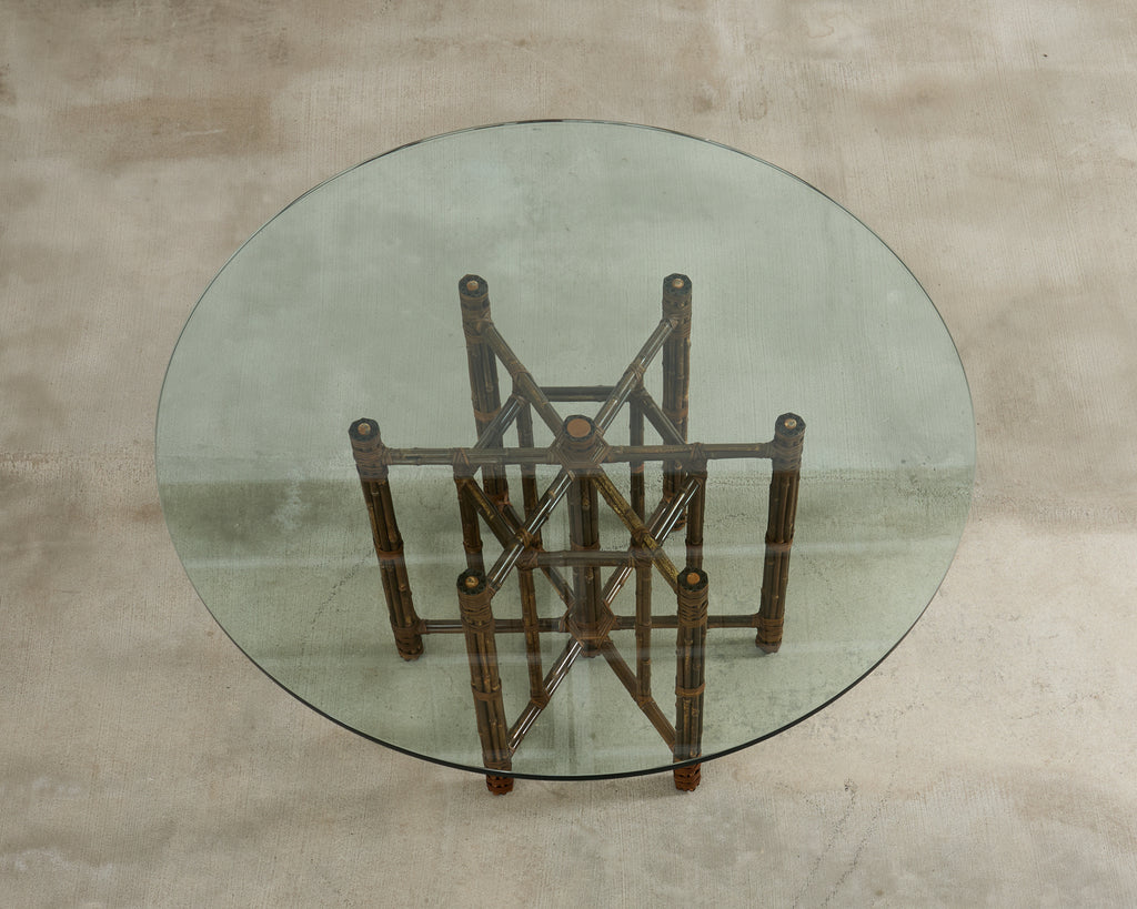 McGuire Organic Modern Bamboo Iron Frame Round Dining Table