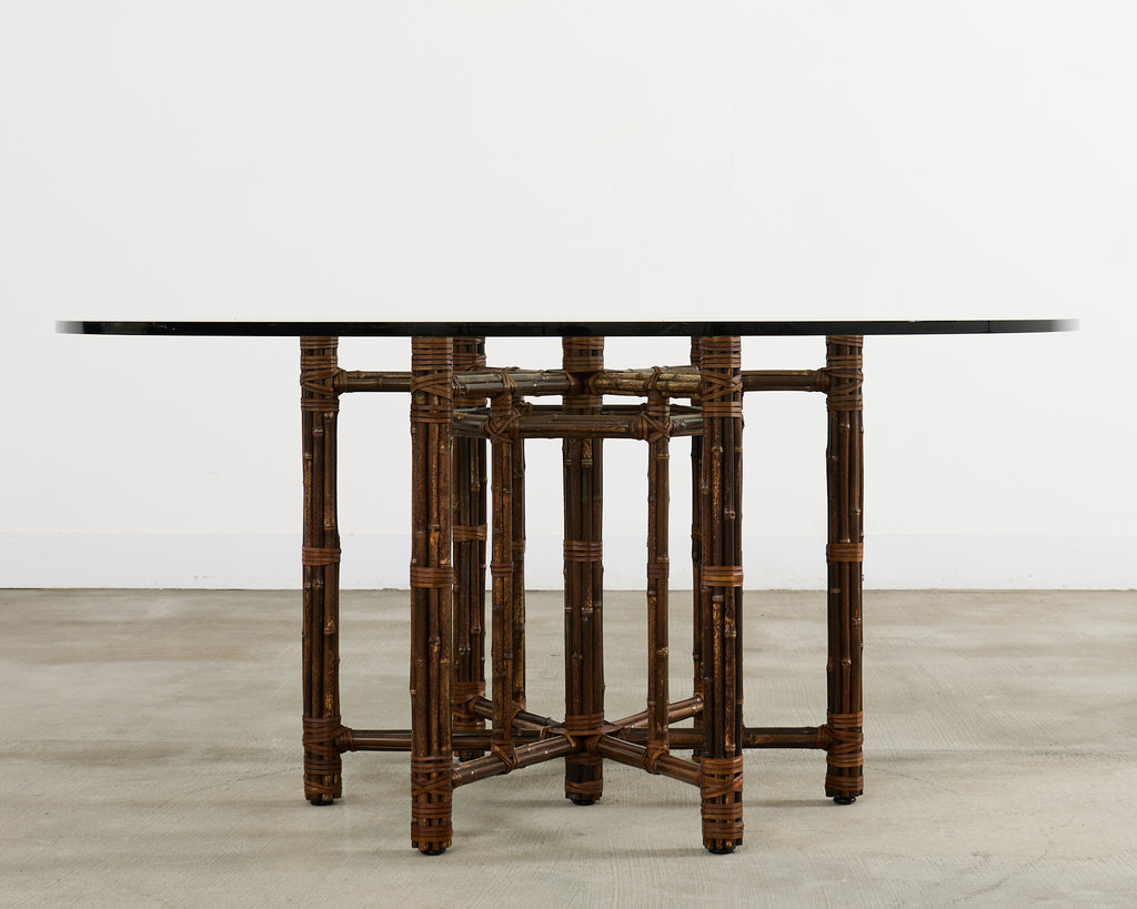 McGuire Organic Modern Bamboo Iron Frame Round Dining Table