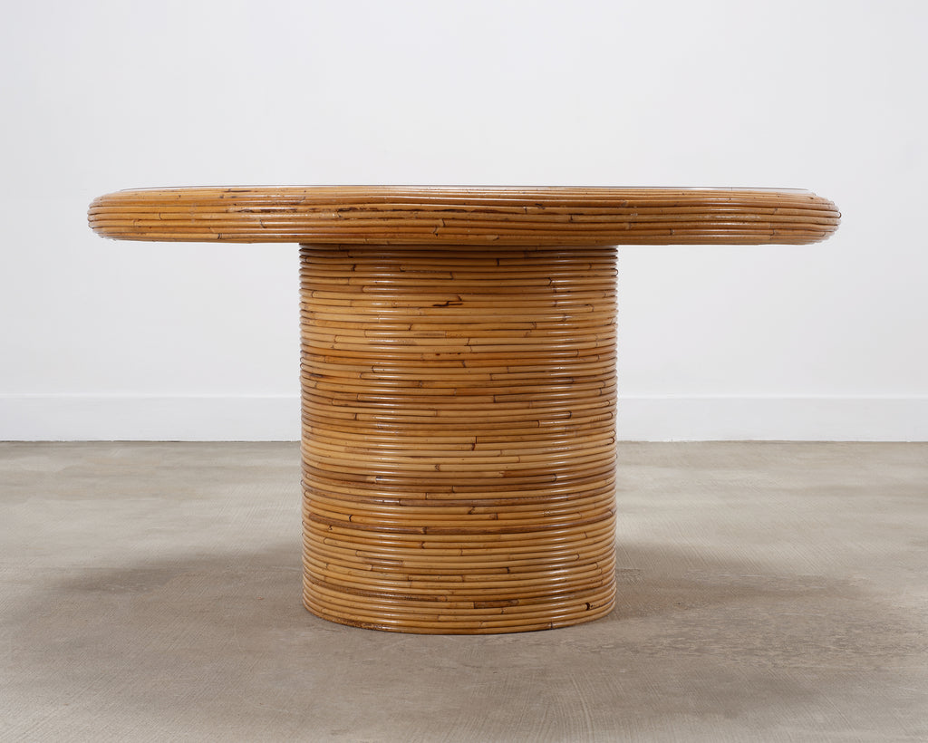 McGuire Organic Modern Rattan Pencil Reed Round Dining Table