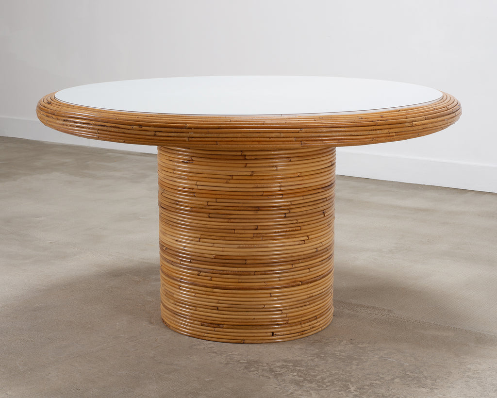 McGuire Organic Modern Rattan Pencil Reed Round Dining Table
