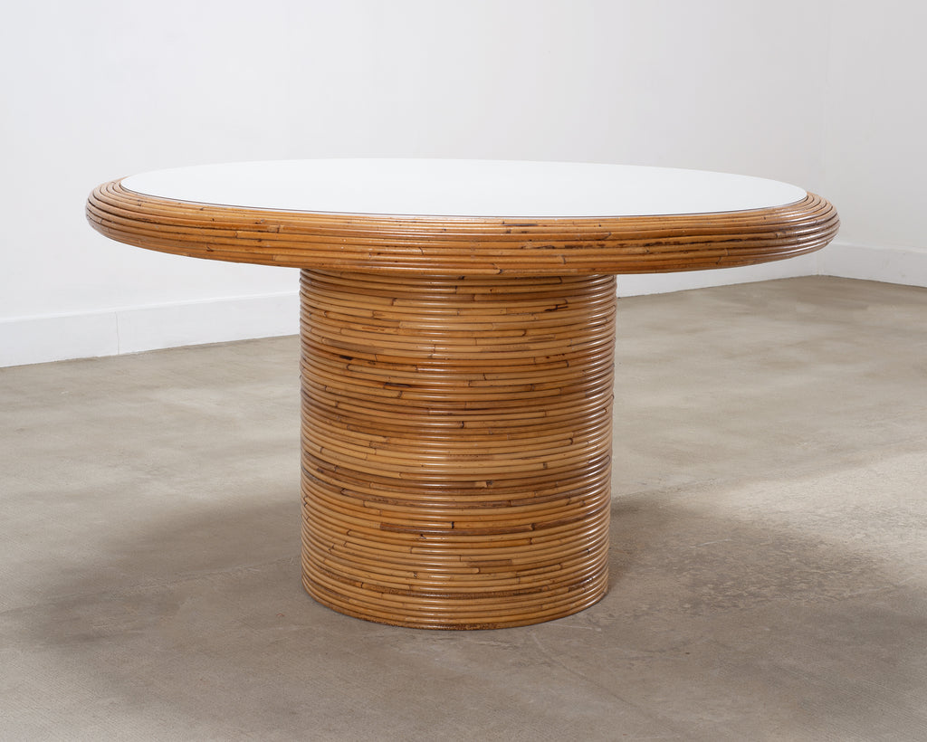 McGuire Organic Modern Rattan Pencil Reed Round Dining Table