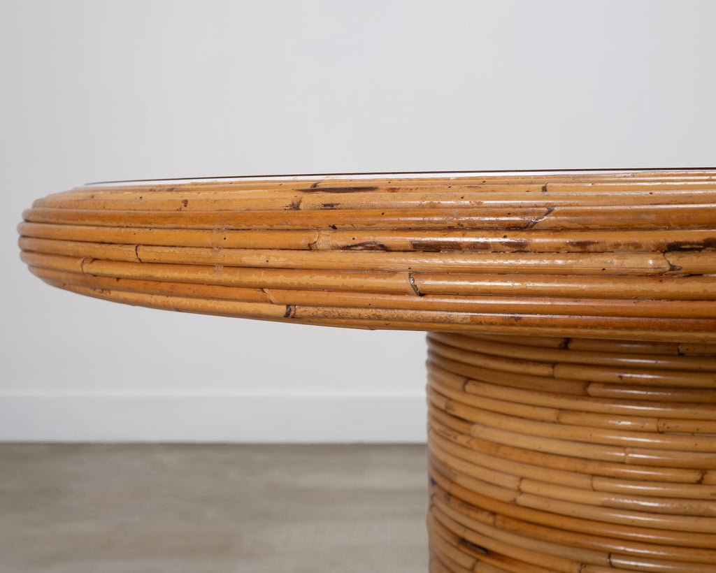 McGuire Organic Modern Rattan Pencil Reed Round Dining Table