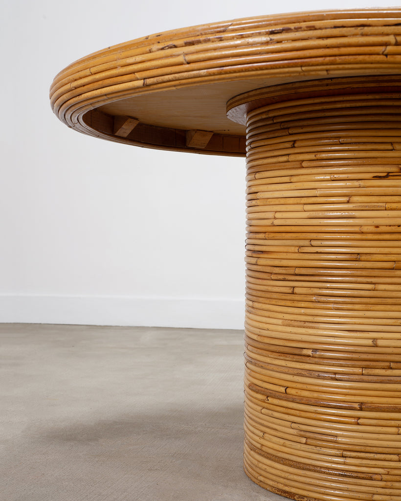 McGuire Organic Modern Rattan Pencil Reed Round Dining Table